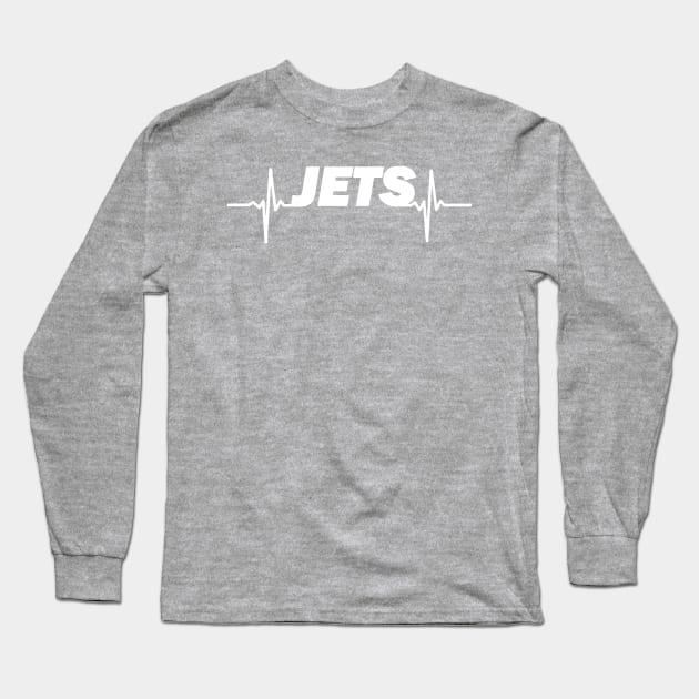 Jets heartbeat white Long Sleeve T-Shirt by Flyingpanda